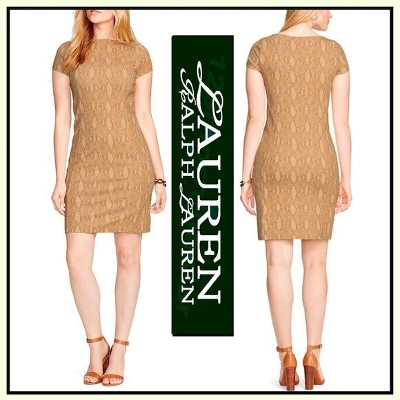 Lauren Ralph Lauren NEW Old Money Python Snake Sheath Dress PS - Picture 3 of 11